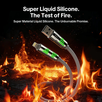 Mfish 4-In-1 Charger Multi 240W Fast Charging Super Liquid Silicone Cable with USB a Type C Lightning for Iphone17&Samsung Laptops Charger